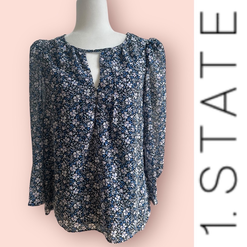 NWT 1. STATE Chateau Floral Blouse, Size‎ M, MSRP $69